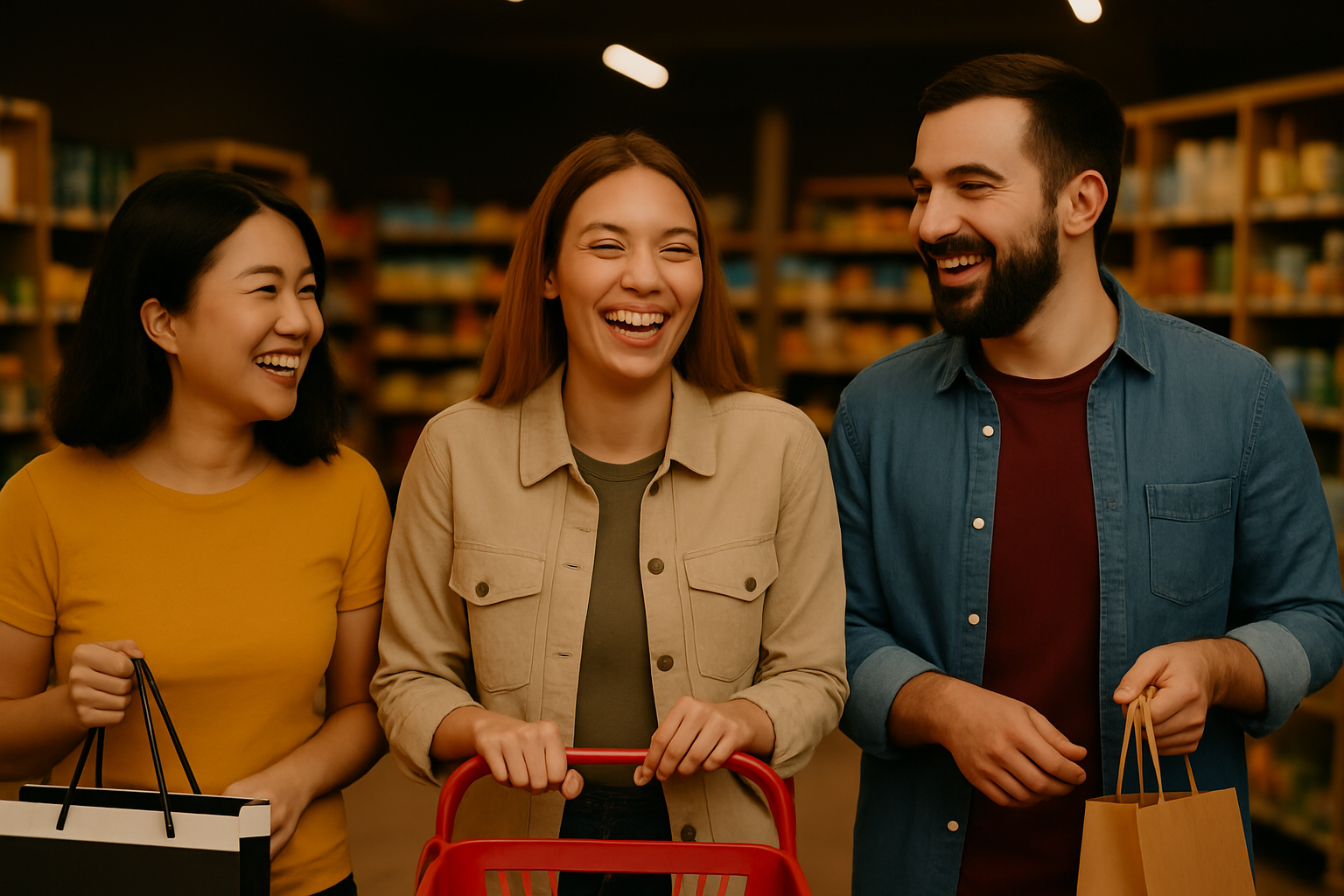 Happy people shopping